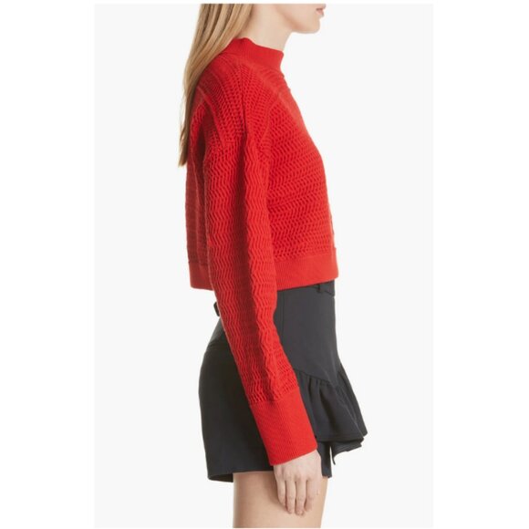 3.1 Phillip Lim Faux Plait Silk Blend Crop Sweater - Picture 4 of 11